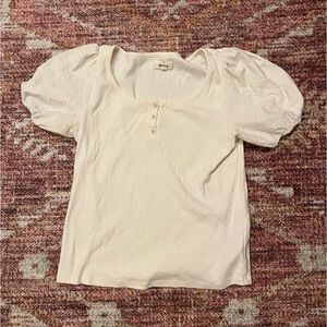Madewell eyelet sleeve Henley top
